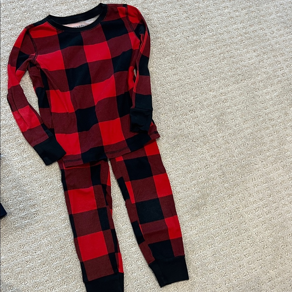 Old Navy Kids Red and Black Check Pajama Set